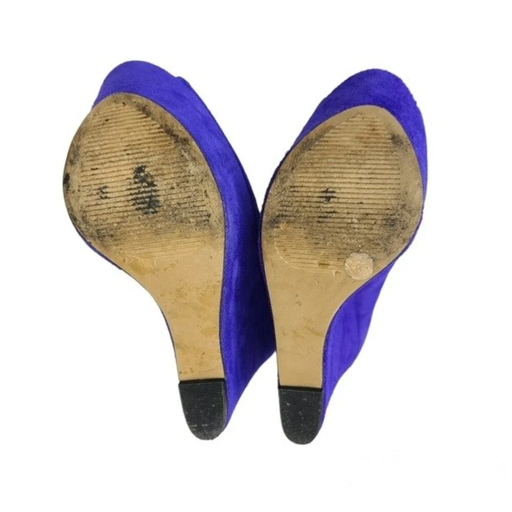 Sole Society Louisa Blue Violet Suede Wedges 6